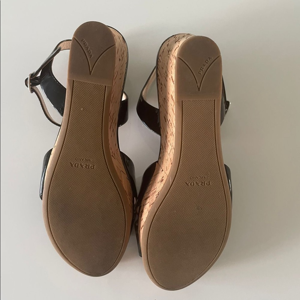 Prada patent leather cork wedge sandals sz.37.5 - Picture 10 of 10